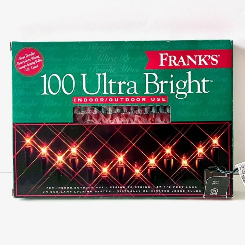 Vintage FRANK'S 100 Ultra Bright AMBER Miniature Christmas Light Indoor/Outdoor